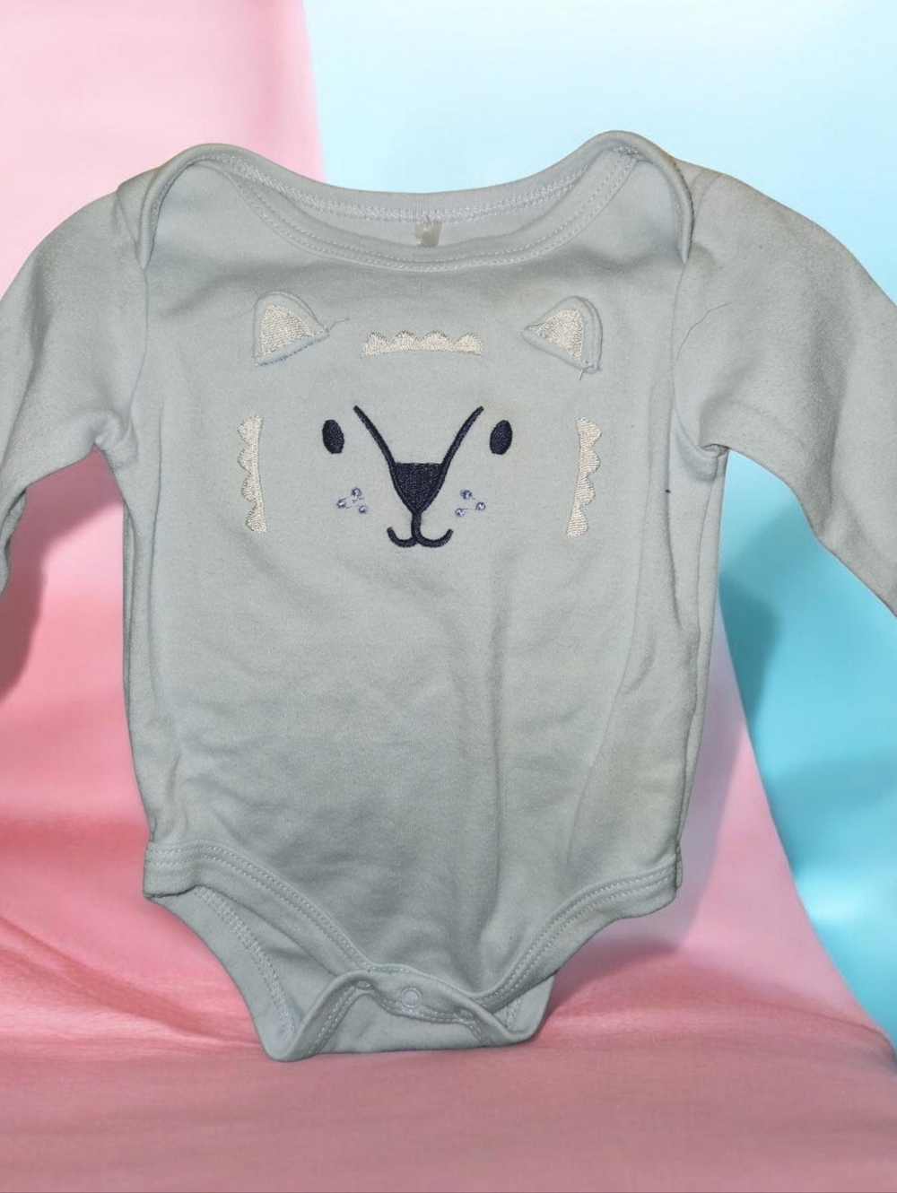 Minibean Lion Face Onsie ~ Unisex Size 3-6 Mo
